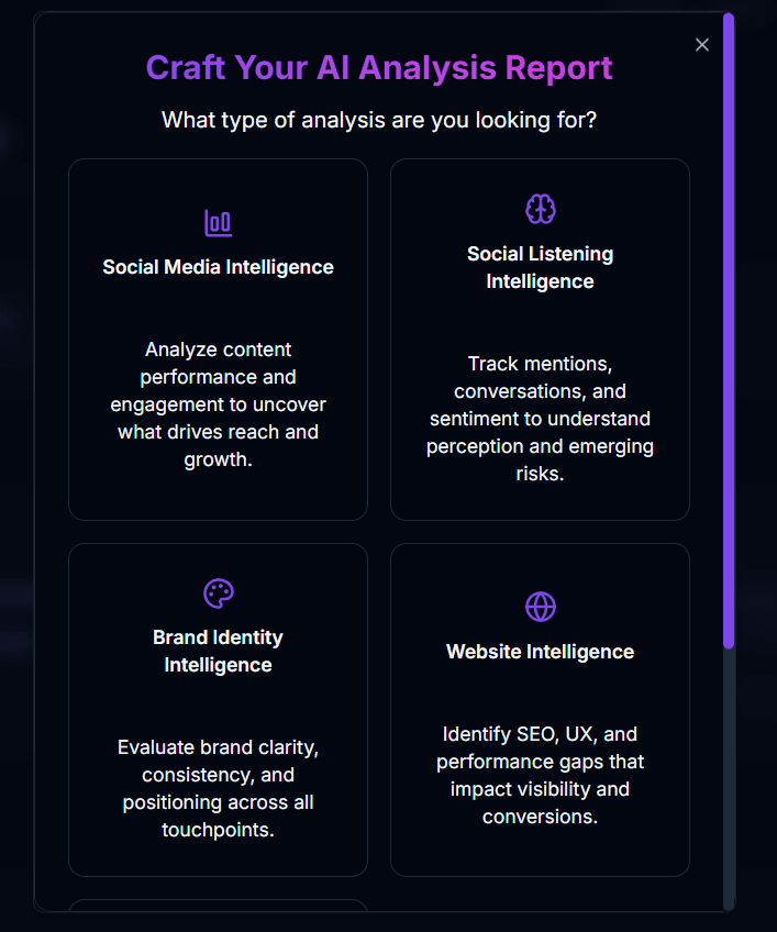 Start any analysis in seconds