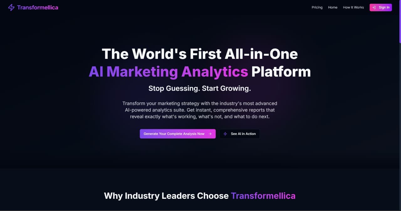 Transformix main dashboard